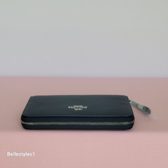 COACH Pebbled Leather Medium ID Window Zip-Around Wallet- Denim color 🎈$118 - Picture 9 of 16